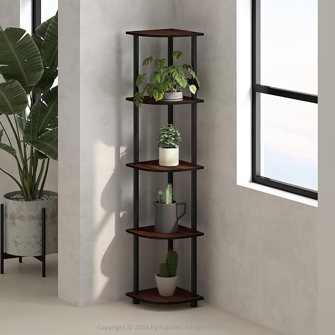 Furinno Turn-N-Tube Storage Shelves, 5-Tier Book Shelf, Corner Shelf, Toolless by Furinno-FitsYourSpaceFitsYourBudget