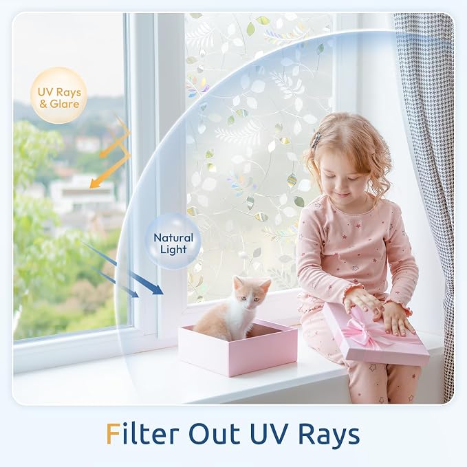 rabbitgoo Window Privacy Film, Frosted Glass Window Film, 35.4" x 78.5" | 3D - Image 7