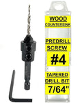 FTG USA Countersink Drill Bit for Wood with Tapered Drill Bit #4 (7/64")
