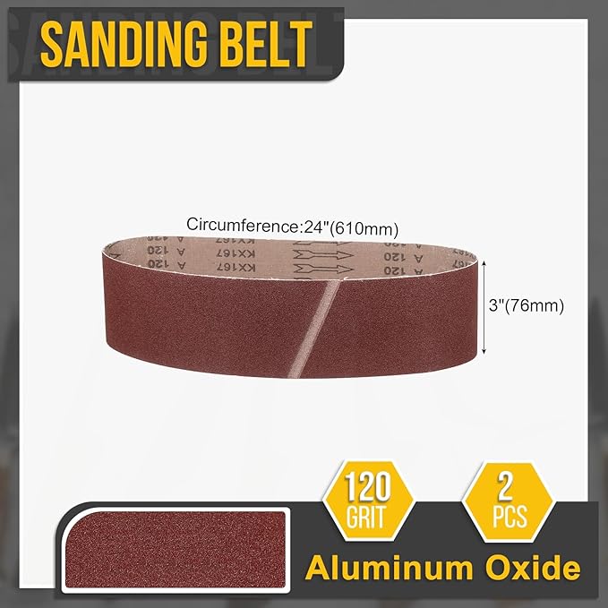 3 x 24 Inch Sanding Belt, 10 Pcs 120 Grit Knife Sharpener Belts Work Sharpening for Belt Sander Knife Carving Tool Metal Working