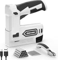 Electric Staple Gun, 2 in 1 Electric Stapler Tacker 4V Cordless Brad Nailer Kit, Battery Powered Nail Gun for Upholstery, Carpentry, DIY with Staple Remover, 1600 Pcs Staples and Nails