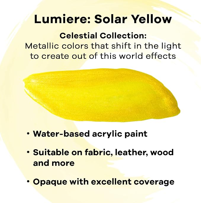 Jacquard Lumiere 2.25oz Fabric Paint Solar Yellow - Image 2