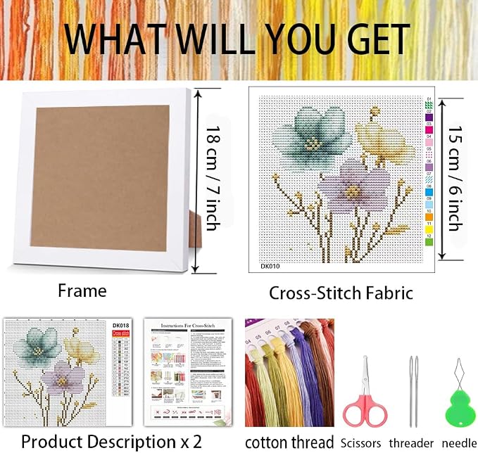 Tiwabb Cross Stitch Kits for Adults Beginners, Flowers Cross Stitch Kits - Image 3