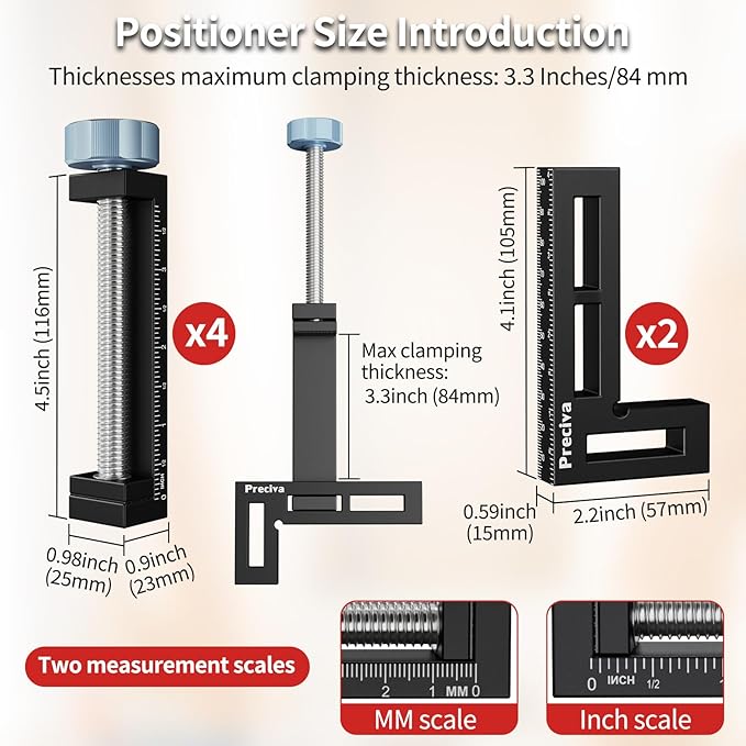 Preciva Corner Clamp for Woodworking, 90 Degree Right Angle Clamp, Aluminum Alloy Positioning Squares for Picture Frames, Cabinets, Drawers Boxes