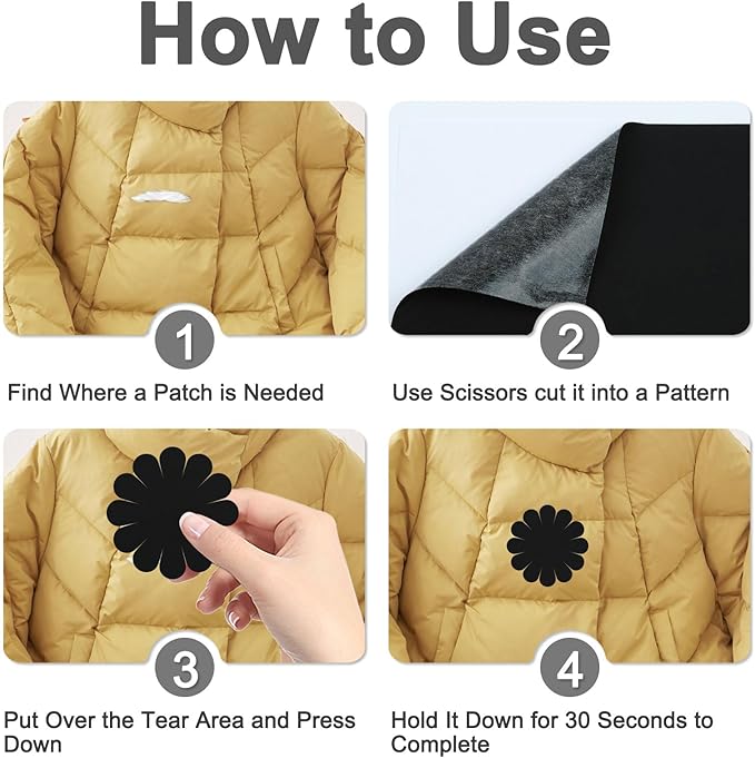 8PCS 7.8x3.9 inch Nylon Repair Patch Self-Adhesive Fabric Patch Down Jacket Repair Patches for Puffer Jackets Tenacious Tape Polyester Waterproof Lightweight Tent Repair Patch Kits for Clothes Bag