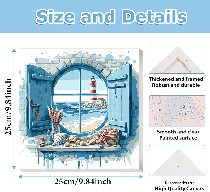 hkejoi Beach Paint by Numbers Kit - Image 3