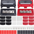 300A Heavy Duty Module Bus BAR 12V 24V 48V DC Power Distribution Block with 4 x 5/16" (M8) Battery Terminal Distribution Block - Buss Bar -Marine Bus Bar (Black & Red)