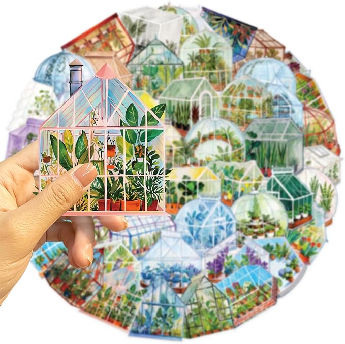 50PCS Transparent Greenhouse Plants Stickers Nature Botanical Floral Aesthetic - Image 3