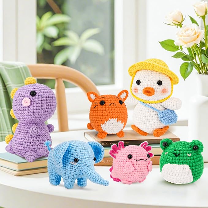 Gerute 6Pcs Crochet Kit for Beginners, Crochet Animal Kit - Image 7
