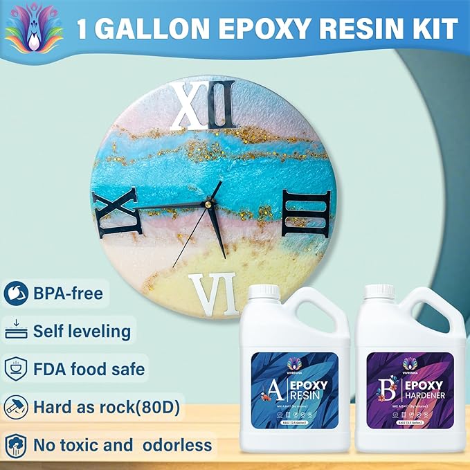 Epoxy Resin 1 Gallon Kit with Pump High Glossy Food Safe Crystal Clear Bubble - Image 2