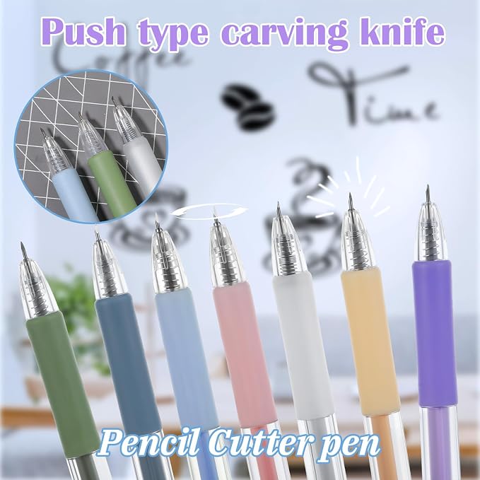 7Pcs Knife Pen Craft Cutting Tools, Retractable Utility Knife Paper Cutter - Image 4