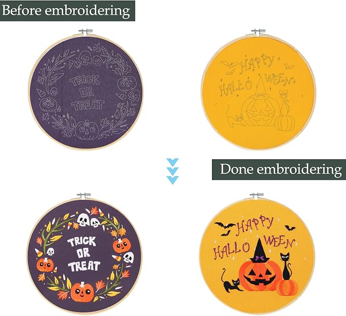 Santune 4-Pack Halloween Embroidery Kit Cross Stitch Kits - Image 2