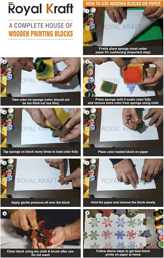Royal Kraft Wooden Stamps DIY Fabric, Henna Printing Blocks THDtag071 - Image 6