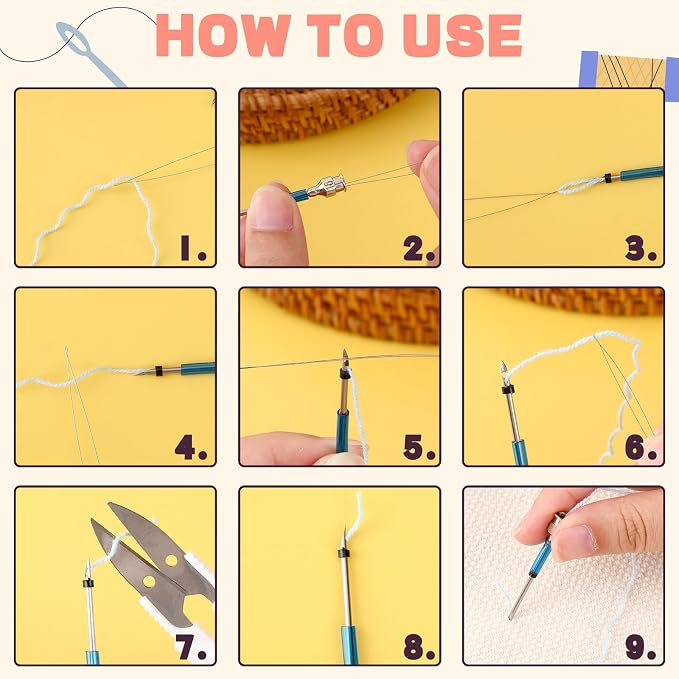 AUGSUN 13Pcs Punch Needle Kit, Punch Needle Tool Adjustable Punch Needle - Image 4