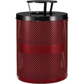 Global Industrial 32 Gallon Outdoor Perforated Steel Round Trash Can with Rain Bonnet Lid, Plastic Liner and Anchor Kit Included, 23-1/2" Diameter x 40-1/2"H, Red