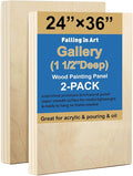 Falling in Art 2 Pack Unfinished Wooden Canvas Panels, 24x36 Gallery Birch Wood by FallinginArt
