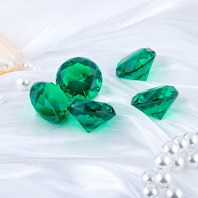 Niceup 26PCS Fake Emeralds Green Gemstones Plastic Acrylic Diamond Gems Toys - Image 2