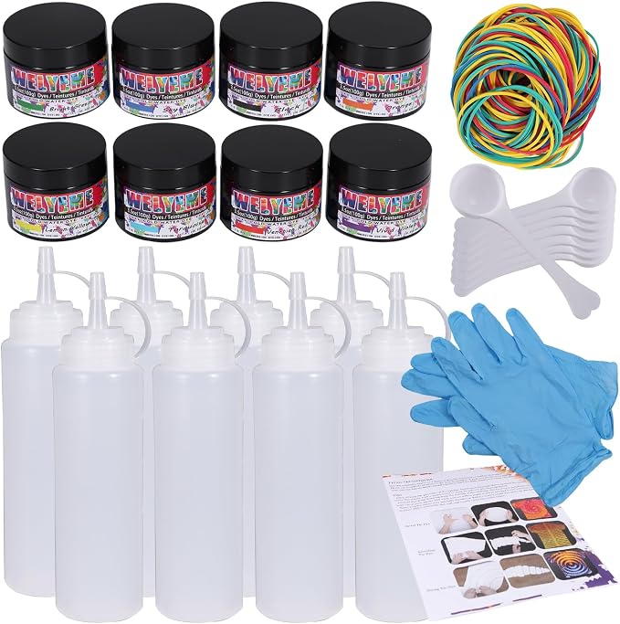 Cold Water Dye Powder, 8-Color Assortment, 7/2-oz. Bulk Jars, by WELYEME