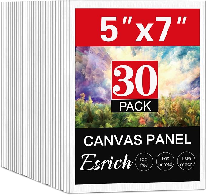 ESRICH 5x7IN Small Canvases for Painting, 30 Pack Mini Canvas Boards for by ESRICH