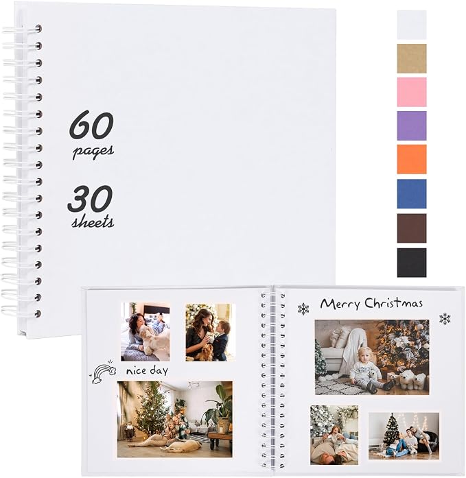 RECUTMS 12 x 12 Inch Scrapbook 60 Page Kraft Paper DIY Wedding Album White | by RECUTMS