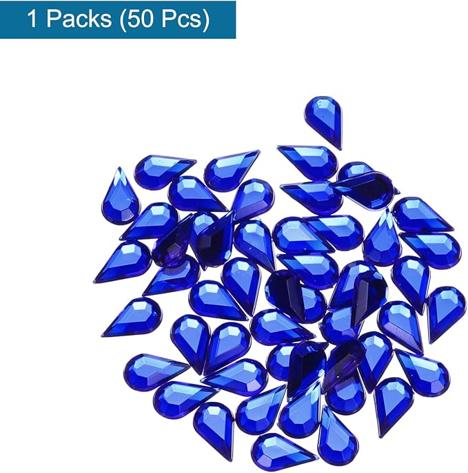 MECCANIXITY 50PCS Flat Back Acrylic Teardrop Gems 6x10mm Artificial Rhinestones - Image 3