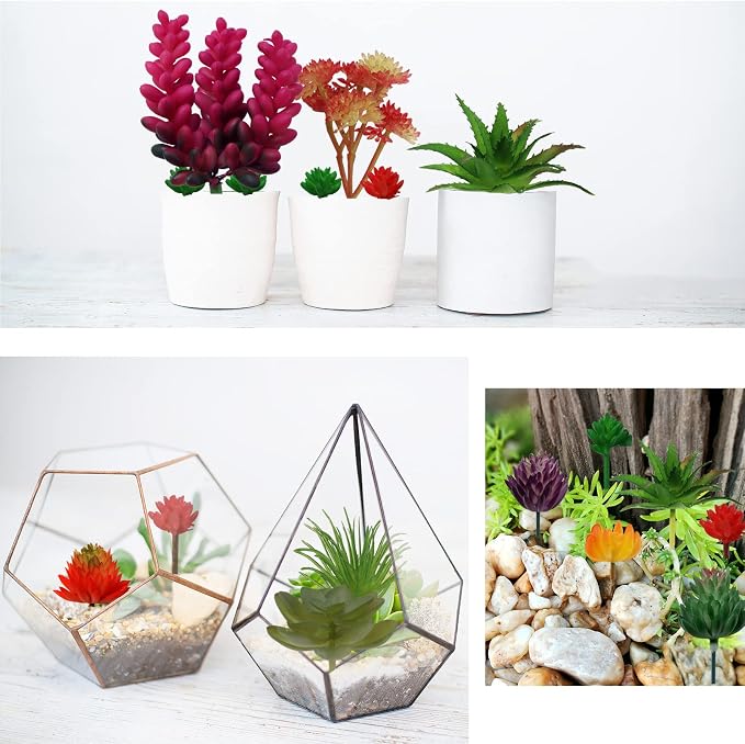 22pcs Colorful Fake Succulents, Mini Artificial Succulents - Image 2