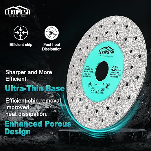 Rock Slab Grinding Disc - 4.5 inch Glass Cutter Disc, Granite Cutting Blade, Diamond Grinder Wheel for Rock Slab, Stone, Tile, Marble, Granite, Glass Diamond Saw Blades