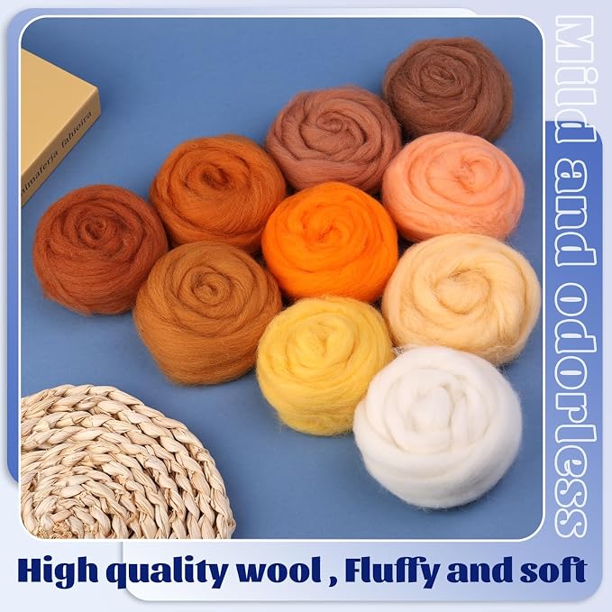 Mayboos10 Colors Needle Felting Wool, Fiber Wool Yarn Roving, Spinning Wool - Image 3