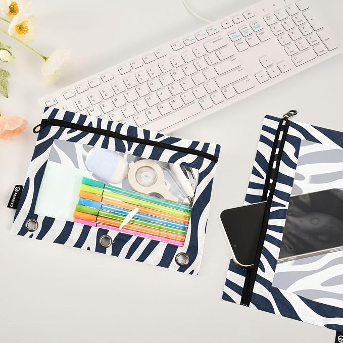 Custom Blue White Zebra Print Pencil Pouch - Image 5