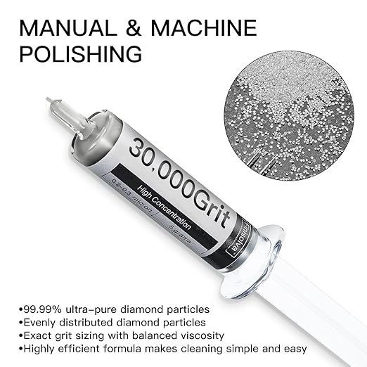 Diamond Polishing Compound Lapping Compound 30,000 Grit 0.2-0.3 Microns with 30% Concentration of Diamond Powders Diamond Stropping Paste for Glass Marble Metal Resin Rock Jewelry Watch etc.