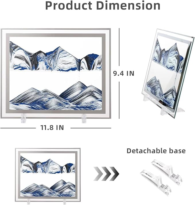 LCDOCLAK Moving Sand Art Picture, 3D Hourglass Deep Sea Sandscape, 3D Desktop - Image 2