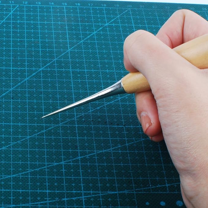 NW Wooden Handle Awl Leather Sewing Awl Leather Drillable Awl (1pcs)