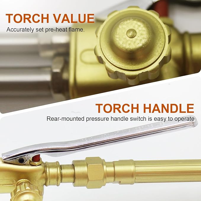 Cutting Torch, Oxygen Acetylene Welding Cutting Torch with 1-101 Cutting Nozzle, 315FC Torch Handle, CA2460 Cutting Attachment and 1-1-101 Cutting Tip, V-style Cutting Outfit