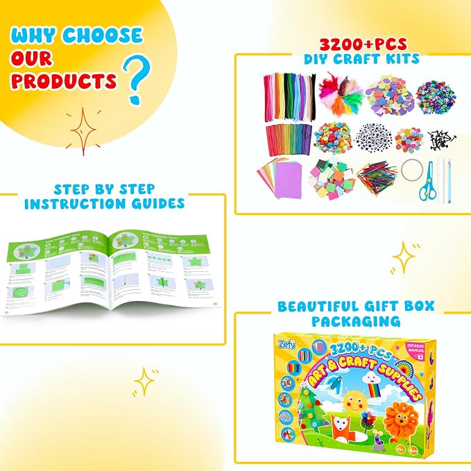 Zefy 3200+ Pcs Arts and Crafts Supplies - Image 4