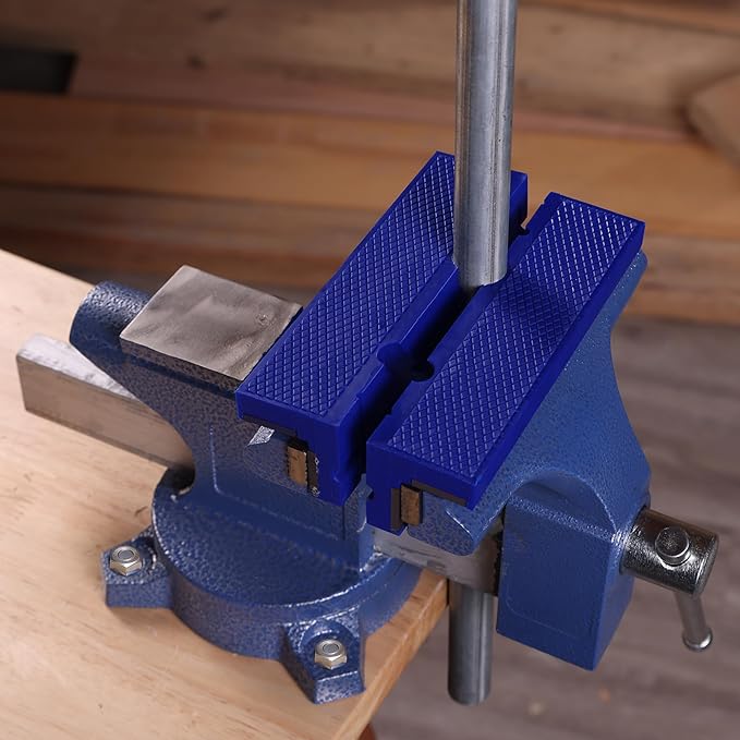 WORKPRO 6" Magnetic Vise Jaw Pads, TPU Soft Grips with Dual-Sided V-Groove & Flat Design, Ideal for Drill Press, Bench Clamp, Metalworking and Woodworking