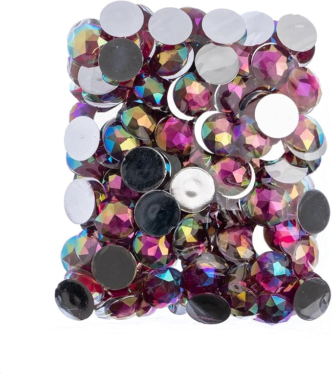 John Bead 200 Pieces 16mm, Fuchsia AB, Acrylic Round Flat Back Rhinestones - Image 2