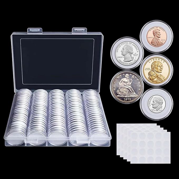100 Pieces 30mm Coin Capsules Coin Holders by Suremita