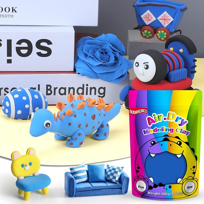 ifergoo Blue Air Dry Clay, DIY Creative Modeling Clay - Image 4