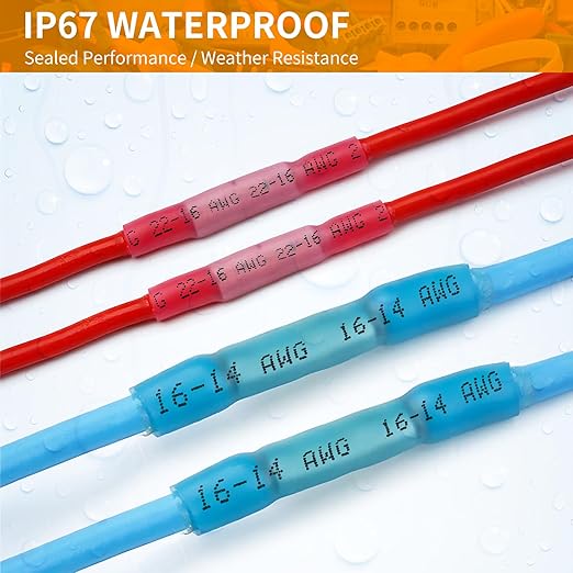 100PCS Heat Shrink Butt Connectors, Solder Butt Splice for Marine Automotive,Red