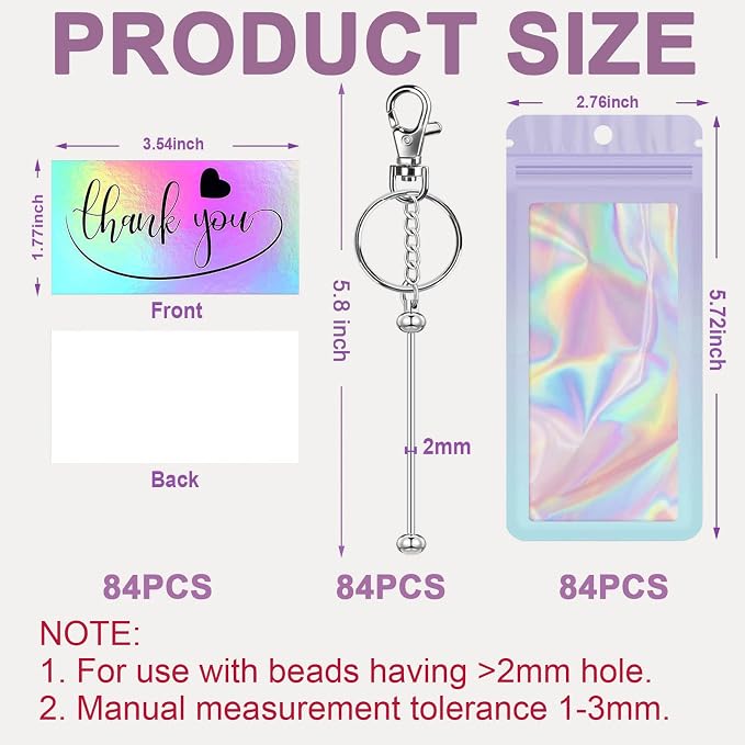 42/84/126 Pcs Beadable Keychain Bars Bulk Blank DIY Beaded Keychain Making - Image 2