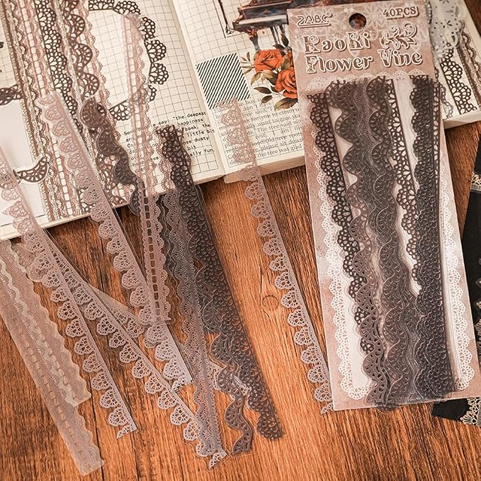 40 Pcs Transparent Lace Stickers - Image 2