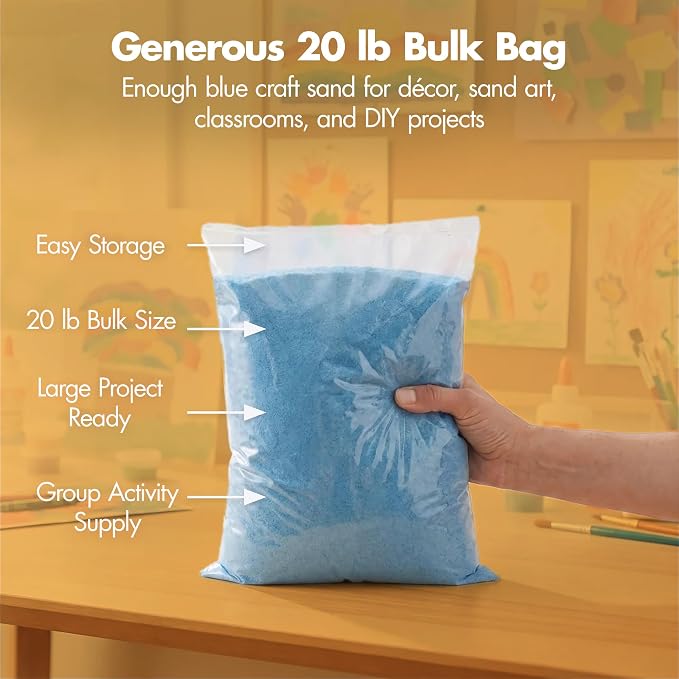 Podzly Decorative Bulk Craft Sand – 20 lb Blue Fine Grain Colored Sand - Image 2