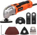 Oscillating Multi-Tool, 22000 OPM, 1.5A, 3° Oscillation Angle, 10-Piece Accessory Kit: 3 Saw Blades, Semi-Circle Blade, Sanding Plate, 6 Sanding Papers for Cutting, Grinding, Sanding