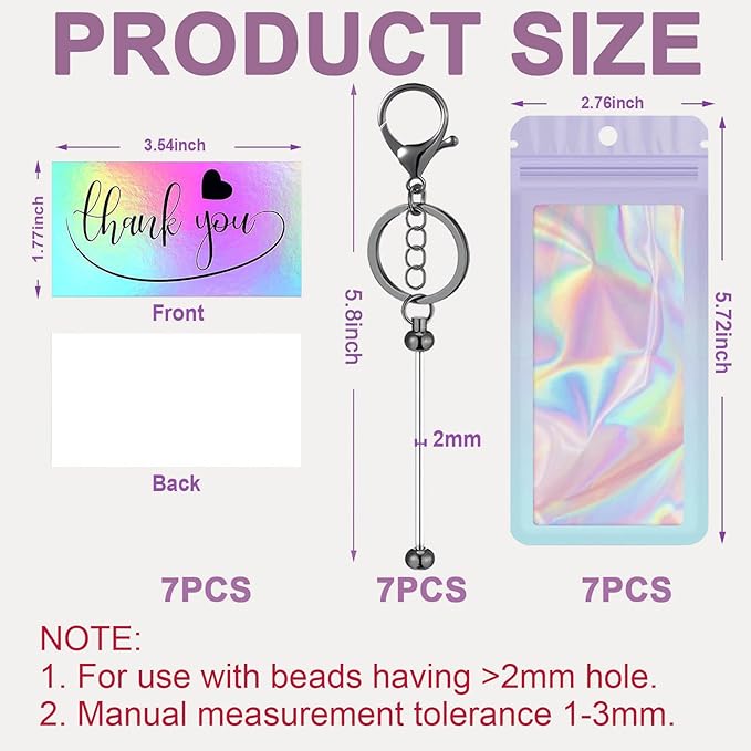 42/84/126 Pcs Beadable Keychain Bars Bulk Blank DIY Beaded Keychain Making - Image 2