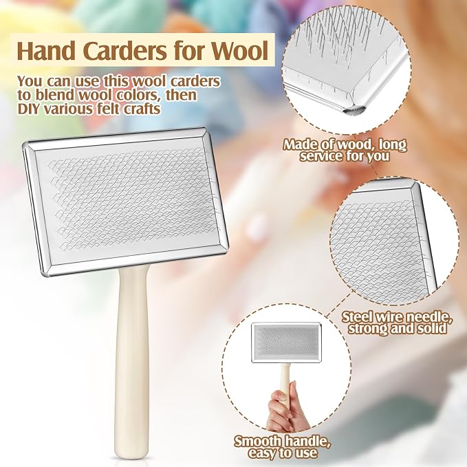 Tessco for you 2 Pcs Wool Carders, Hand Carders for Wool Needle Felting Brush - Image 2