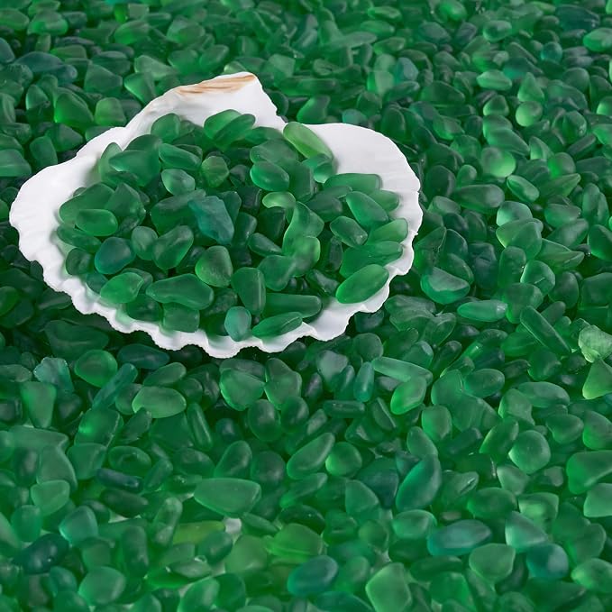 QEQEKAKA Sea Glass Stones for Crafts About 1LB Green Glass Pebbles Gemstones - Image 5