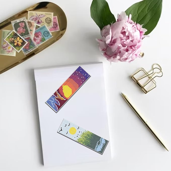 FREEBLOSS 6 Set Cross Stitch Bookmark Kit Scenery Pattern - Image 6