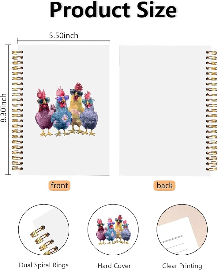 Funny Cool Chickens Spiral Notebooks - Image 2
