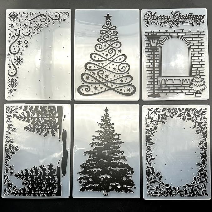 6 Pcs Embossing Folders for Card Making Embossing Stencil Template DIY Plastic by Unknown