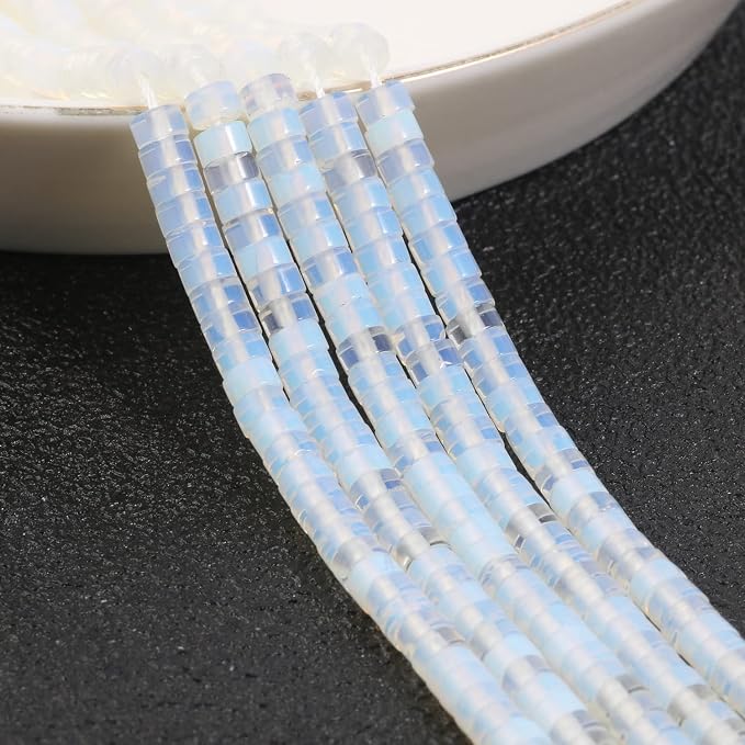 150Pcs 4×2mm Natural White Opal Spacer Stone Beads - Image 6